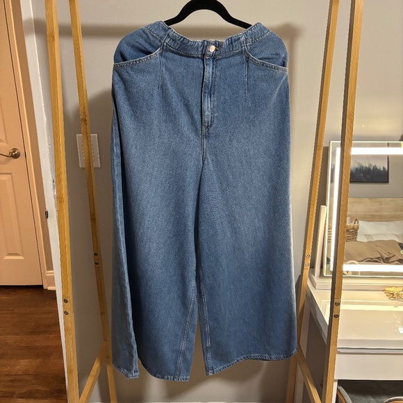 New Anthropologie Corset High Rise Baggy Culotte Jeans sz 33Tall Cropped Flared - Picture 7 of 15